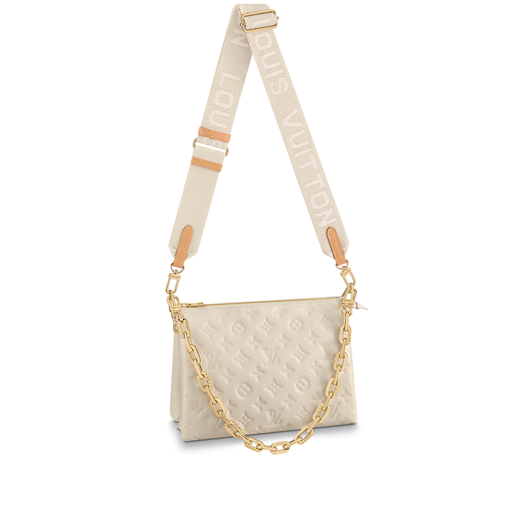 Louis Vuitton COUSSIN PM Handbag Monogram Embossed M57793 Cream